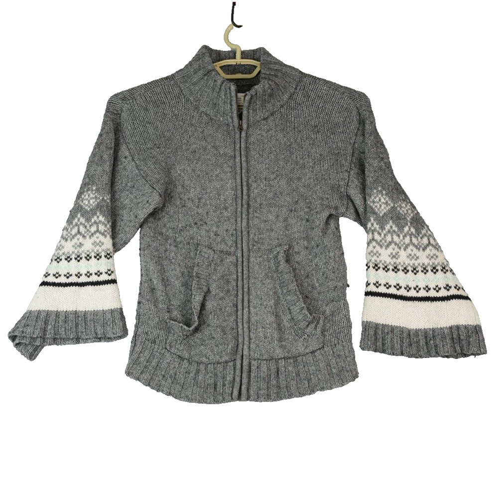 Old Navy Sweater Womens M Fair Isle Full Zip Nordic Cardigan Lambswool‎ Blend